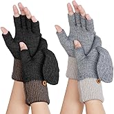 cnomg 2 Pairs Fingerless Gloves for Women Men Winter Half Finger Gloves Knitted Fingerless Mittens for Typing Driving Biking Working Running