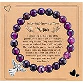 BABORI Sympathy Gifts for Loss of Loved one Memorial Healing Remembrance Condolence Grief Present for Women Pink Beads Bracelet With Angel Wings