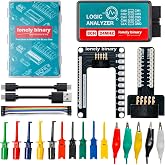 LONELY BINARY Logic Analyzer Kit, 8 Channel 24MHz USB with Breakout Boards | Base Module and Breadboard Adapter, USB-A and USB-C Cables, 10 Test Clips, 5 Alligator Clips, Storage Case, I2C SPI UART