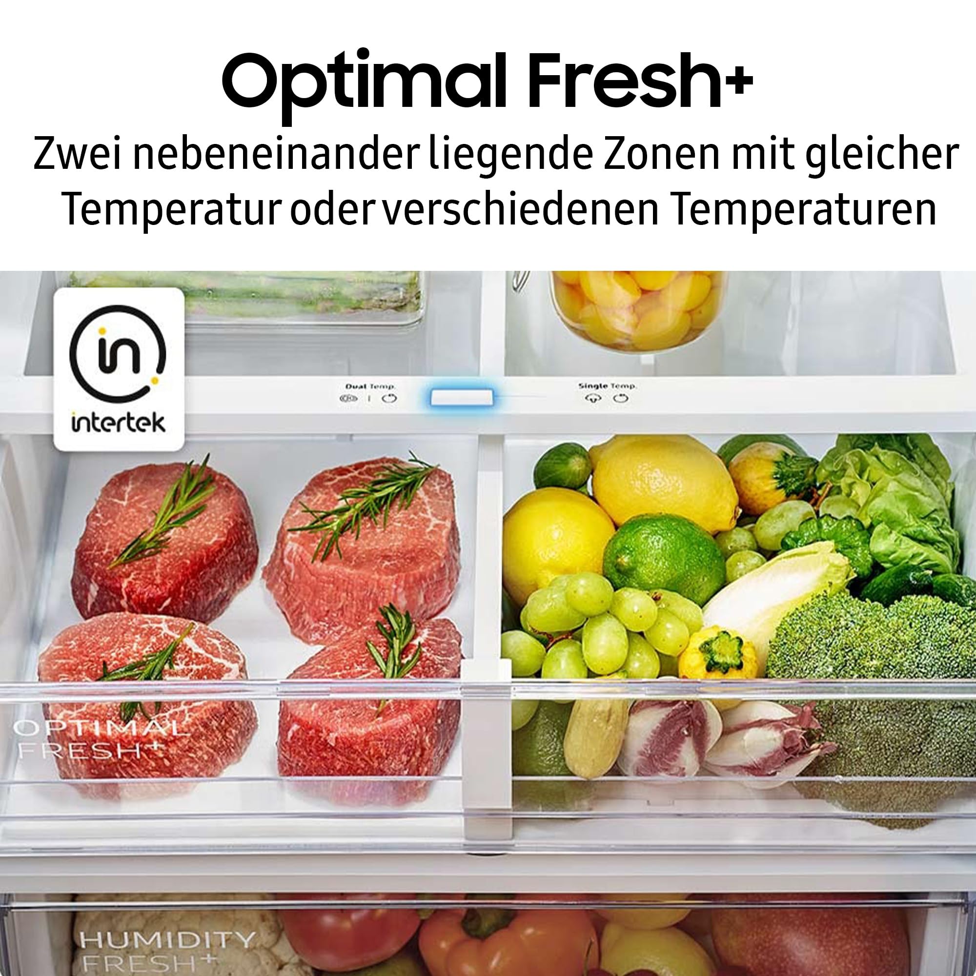 Samsung RL38T607BB1/EF Kühl-Gefrierkombination, 203 cm, 387 l, Kühlschrank mit Gefrierfach, Twin Cooling+, No Frost+, SpaceMax, Optimal Fresh+, Humidity Fresh, Premium Black Steel 7