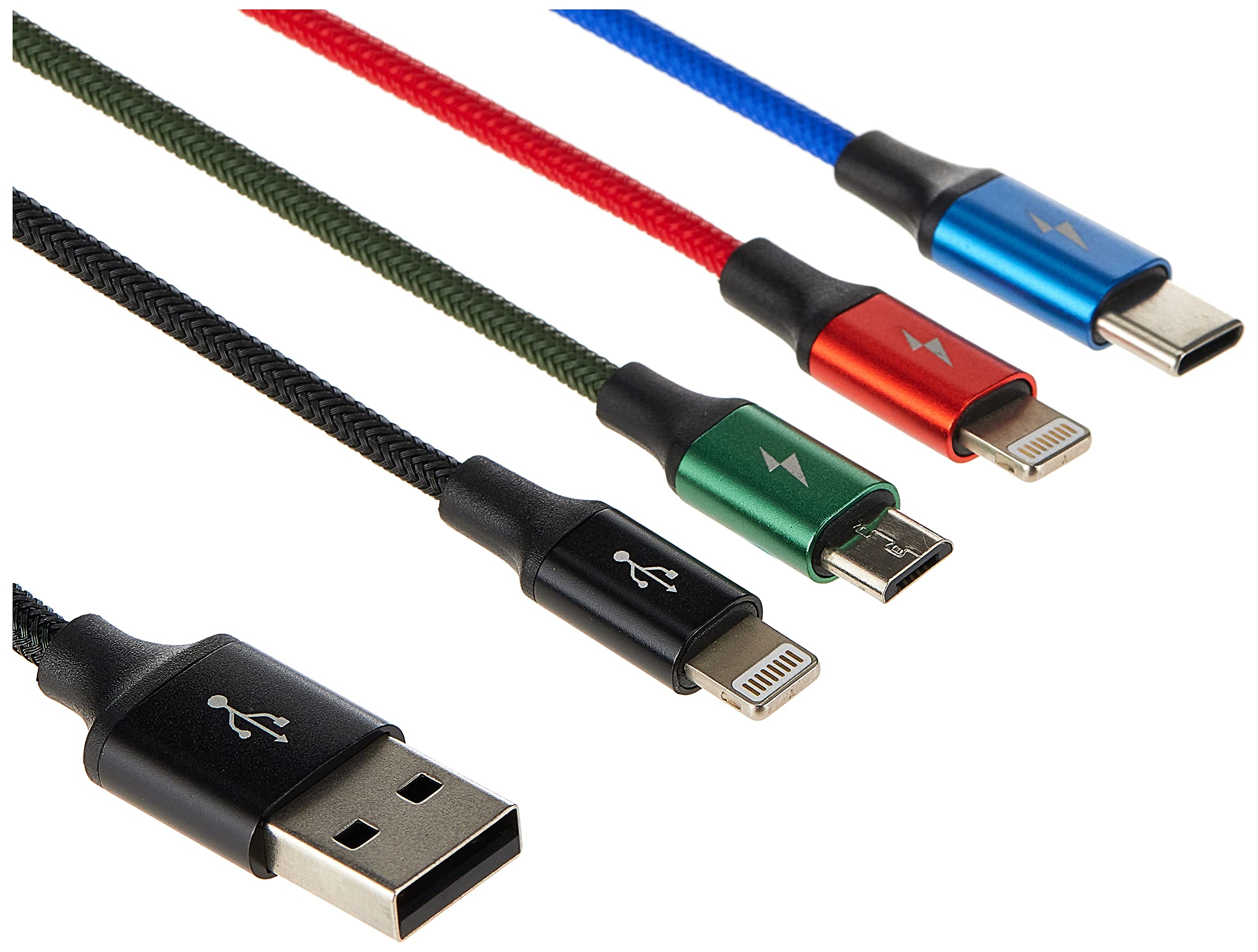 Baseus 4in1 Charging Cable 2x Lightning, USB-C and Micro-USB (1.2m cable suitable for iPhone 12, iPhone 11, iPhone XS, iPhone 6, Android, and many more), Black