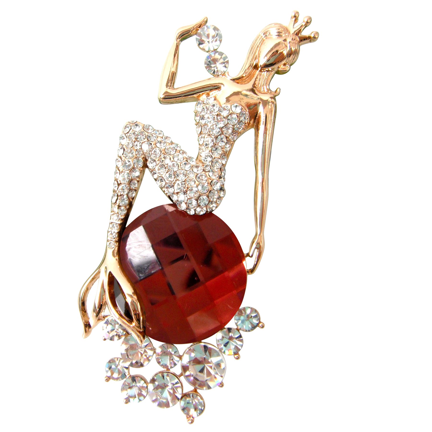 Navachi 18k Gold Plated Jewelry Red Crystal Mermaid Az7998b Brooch pins