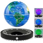 Flagest Magnetic Levitating Floating Globe with LED Lights, 16 Colors Rotating Globe Lamp with Clock Base for Home Office Desk Decor, Cool Tech Gadgets for Men Husband Boys and Girls