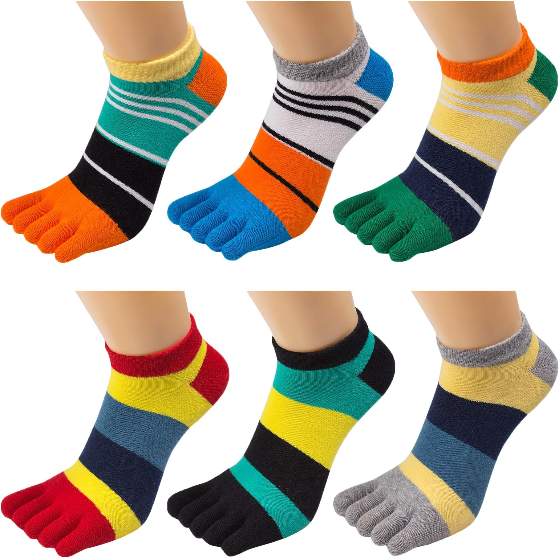 Men's Toe Socks 5 Finger Crew Cotton (Pack of 4 / 5 / 6)