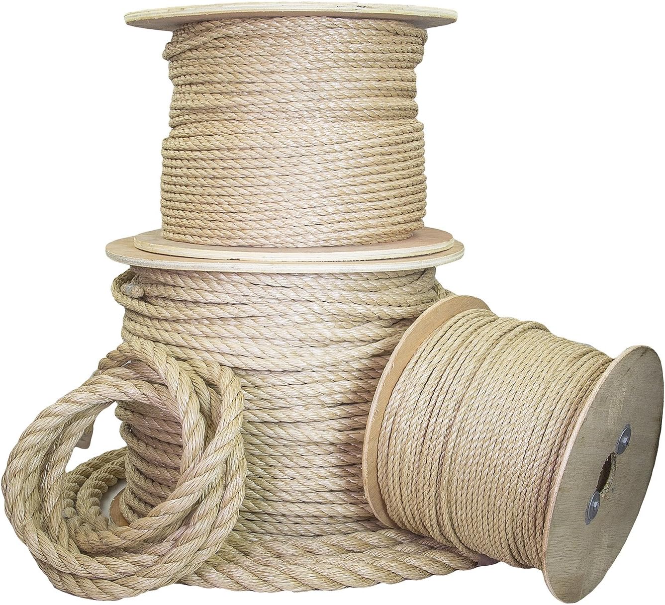 RavenoxTwisted UnManila Rope | (3/4-inch x 25-feet) | ProManila Polypropylene Cord for Indoor Outdoor Use | 3/16-in to 2-inch Diameter | for Landscaping, Tug of War, Marine, Projects and Tie-Downs