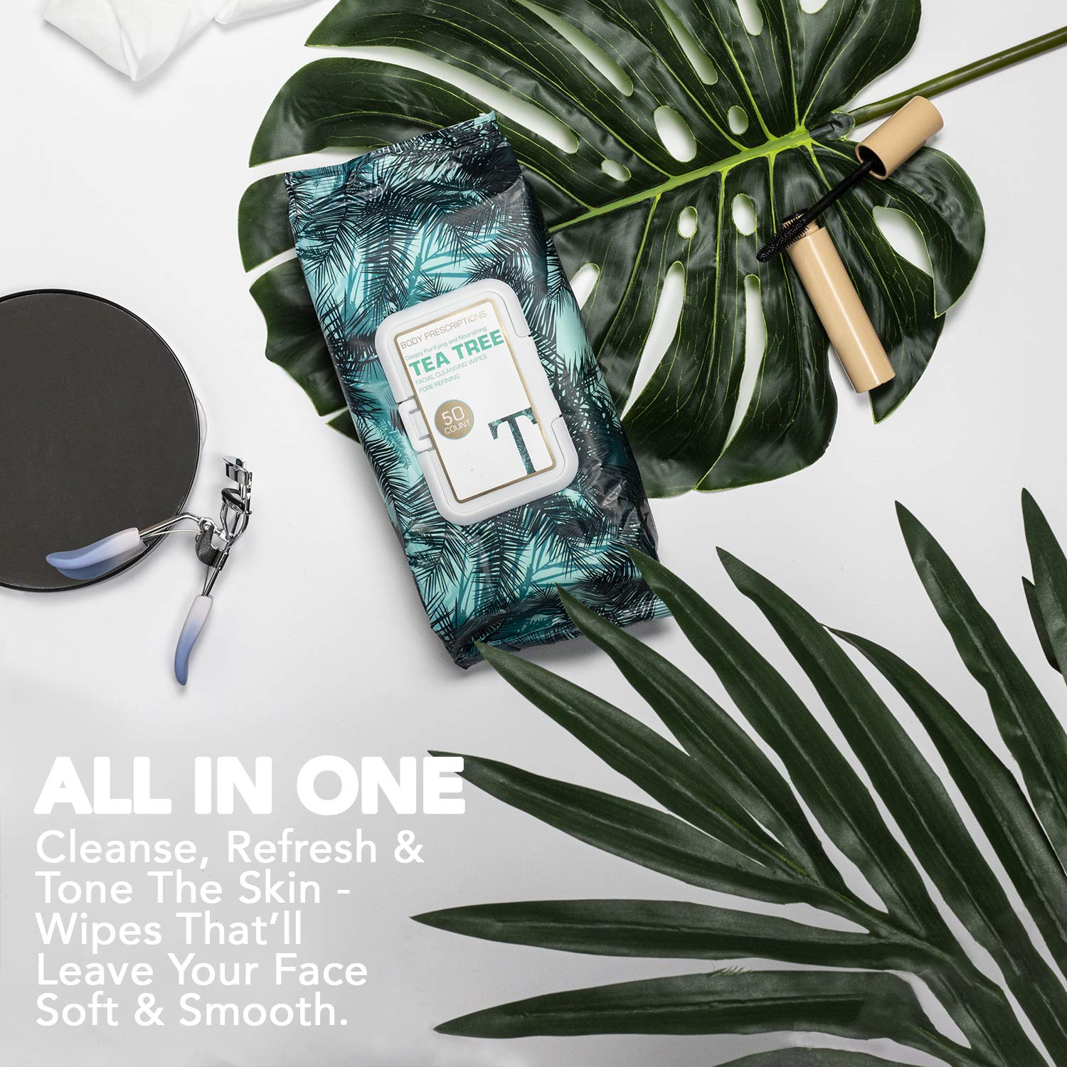 Body Prescriptions 2 Pack (50 Count Each) Tea Tree Facial Cleansing and Gentle Make Up Remover Wipes – Flip Top Pack: Beauty