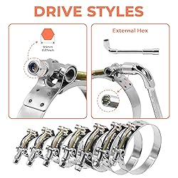 WYSIWYKA 14 Pcs 7 Sizes T-Bolt Hose Clamps, 304