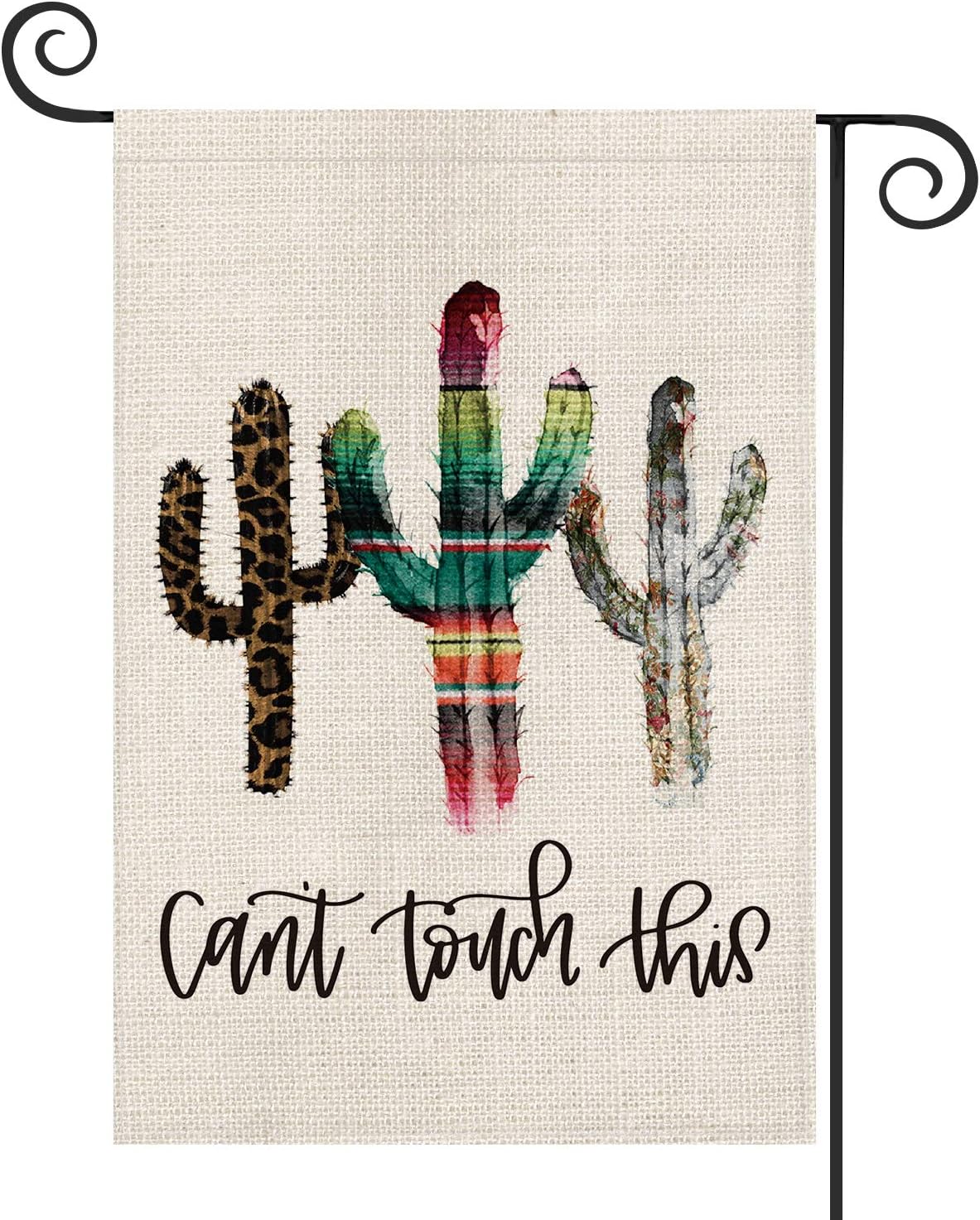 AVOIN Summer Garden Flag Vertical Double Sized, Cinco De Mayo Watercolor Leopard Cactus Can't Touch This Yard Outdoor Decoration 12.5 x 18 Inch