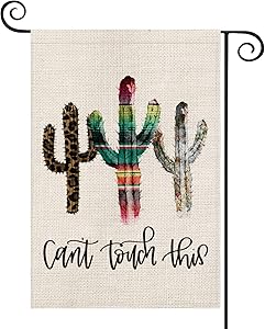 AVOIN Summer Garden Flag Vertical Double Sized, Cinco De Mayo Watercolor Leopard Cactus Can't Touch This Yard Outdoor Decoration 12.5 x 18 Inch