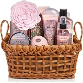 Aqua Elegante Luxury Spa Basket For Women - Rose &amp; Orchid | Bath Set with Wash, Bubble Bath, Lotion, Salts, Body Scrub, Towel, Shower Puff, Bathbomb, Gift for Mom, Wife, Girlfriend, Her