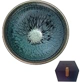 Apingjenz Chawan Matcha Bowl, Japanese Tea Ceremony Pottery 11.8oz Grey | Porcelain Matcha Cup Chinese Tenmoku Jianzhan Reactive Glaze