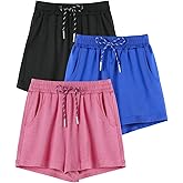 Hvididan Girls Athletic Shorts, 3 Pack Casual Soft Girls Running Soccer Dry-Fit Shorts with Pockets for Kids Teens, 4-16Y