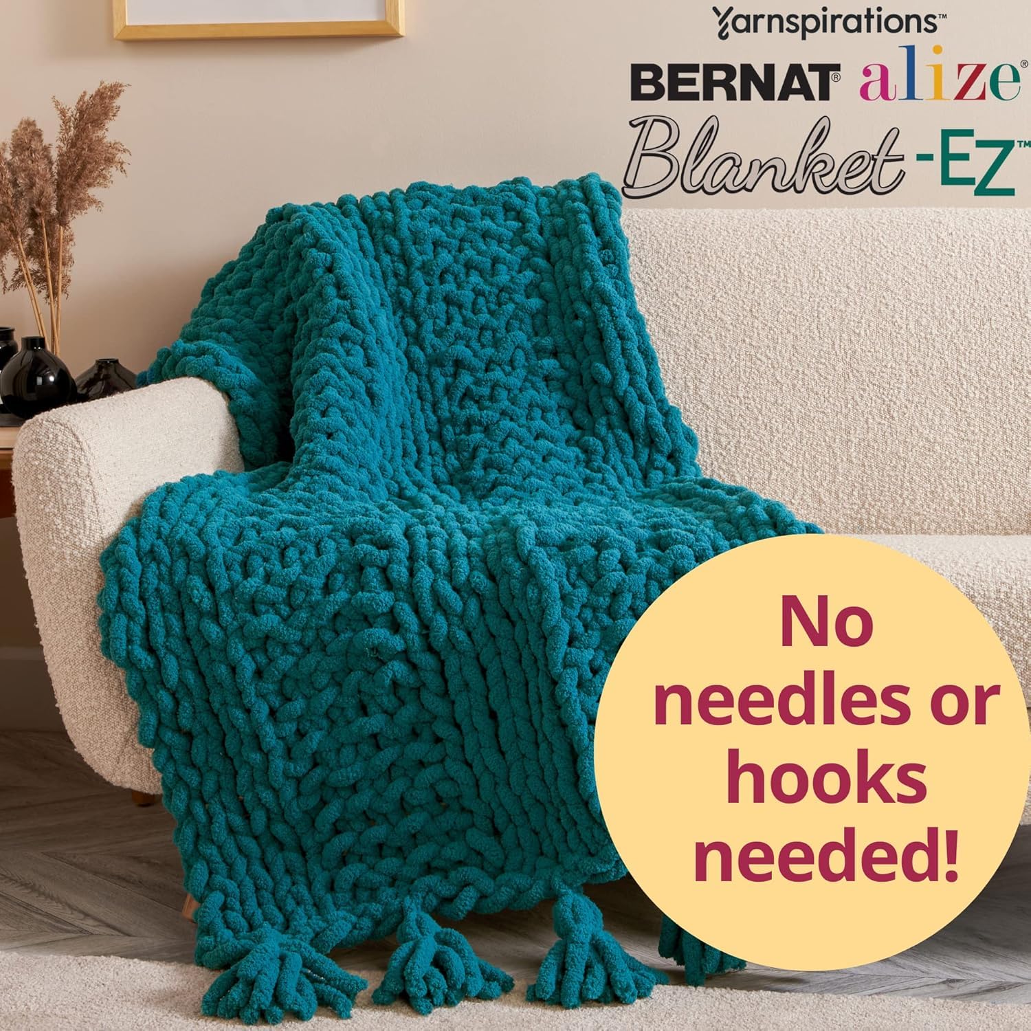 Bernat Alize Blanket Hedge Green VARG Yarn - 2 Pack of 180g/6.4 oz - 100% Polyester - #7 Jumbo - 18 Yards - Knitting/Crochet