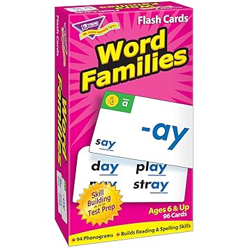 Trend Enterprises T53014 Flash Cards, Word Family Skill Drill, 96 Cards