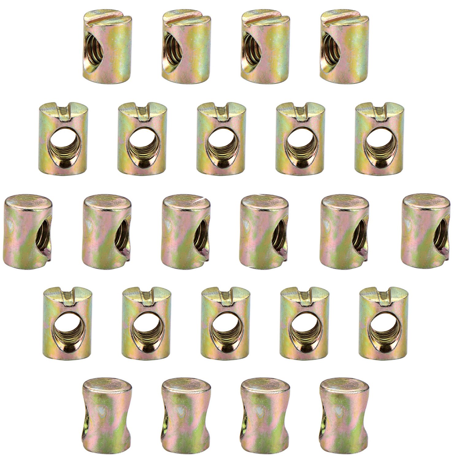 Kenkio 24 pieces M6 Barrel Nuts Cross Dowels Slotted Nuts for Furniture