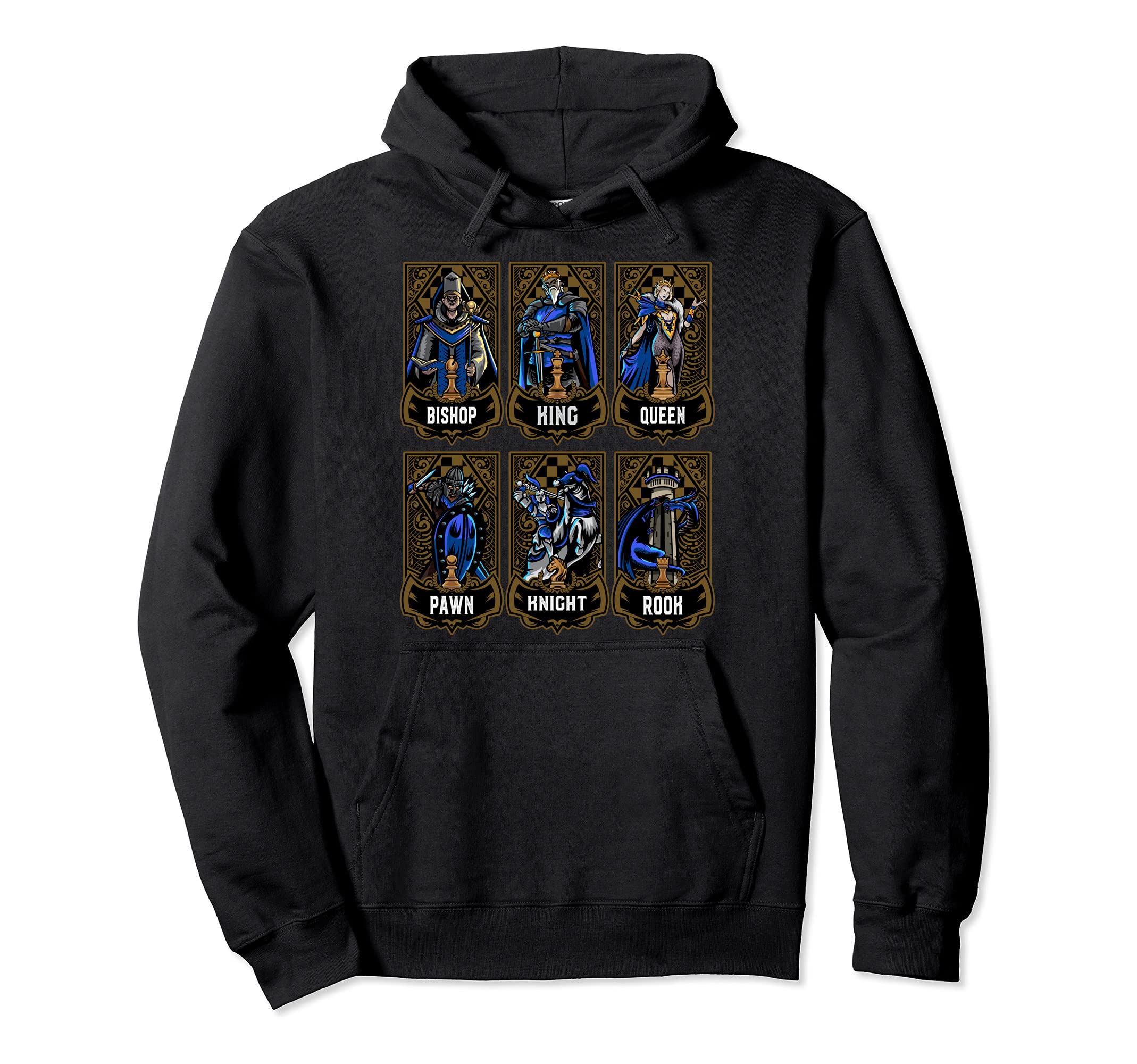 Chess Game Piece Set Chess Club Players Gambit Blue Team Pullover Hoodie