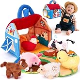 hahaland Baby Toys 6-12 Months, Surprise Barn Farm Animals with Sounds Word | 6PCS Farm Toys Montessori Toys for 6 Month Old Baby Gifts Toddlers Christmas Stocking Stuffers 1 Year Old Boy Girl Gifts