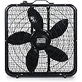 BLACK+DECKER Box Fan with 3 Speed Settings, 20” Box Fan with Carrying Handle, Rotary Knob and Recessed Cord Storage, Portable Fan and Cooling Fan for Home, Office, Garage, Basement & More