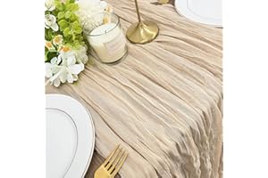 BGHEOUYV 1 Pack Cheesecloth Table Runner, 10FT 35x120 inch Nude Table Cloth, Boho Rustic Gauze Dusty for Baby Shower Decorations, Mothers Day, Bridal Shower, Wedding, Thanksgiving, Christmas, Birthday Decor