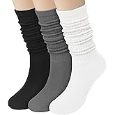 Chalier 3 Pairs Wool Socks for Women Winter Slouchy Boot Socks Thick Warm Long Hiking Scrunch Crew Sock