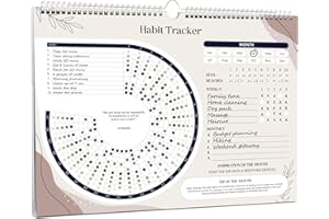 BIROYAL Habit Tracker Calendar (Undated 12 Months) - Daily Habit Tracker Jounal with Spiral Binding & Hanger - Goal Tracker - Motivational Monthly Habit Calendar - Productivity Tool and Workout Calendar - 8.3" x 11.2" (A4 Size)