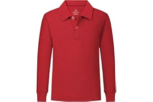 QBK 2T to Youth Boys' Long Sleeve School Uniform Pique Polo Toddler Kids Neon Collared Golf Shirt