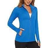 MAGCOMSEN Women's UPF 50+ Lightweight Athletic Jacket Sun Protection Full Zip Long Sleeve Shirts Hiking Outdoor Pockets