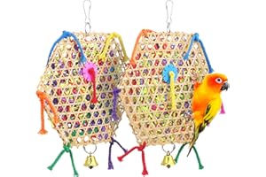 AK KYC Bird Parrot Toys，2 Pack Bird Hanging Foraging Shredder Toys for Small Medium Small Bird Conure Cockatiel Parrotlet Lovebird Budgie