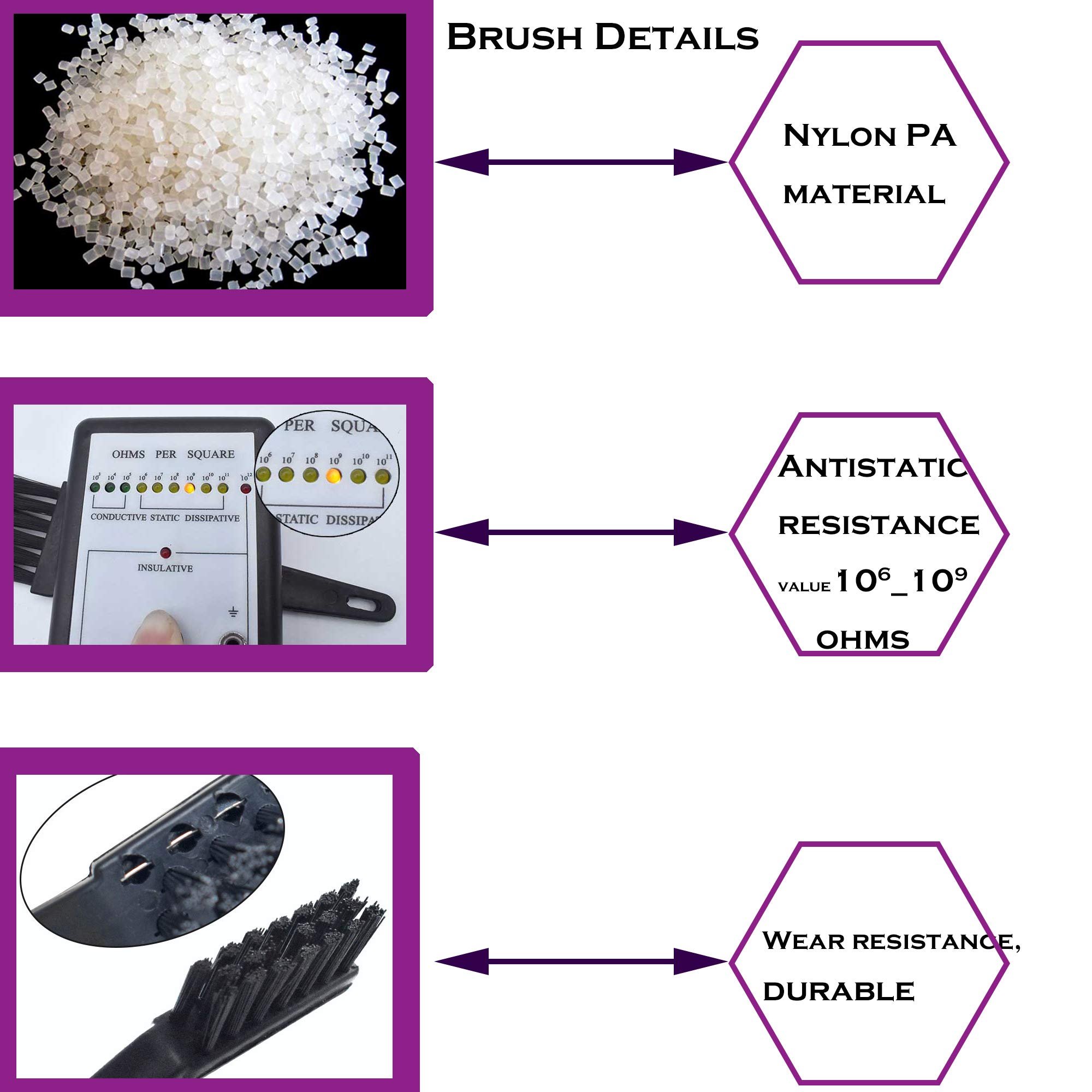 Small Anti Static ESD Safe Cleaning Dust Brush Kit for Phone Computer Keyboard Laptop Screen Camera Lens,ESD Precision Plastic Tweezers Set,Microfiber Cleaning Cloths,ESD Gloves,Air Blow Cleaner