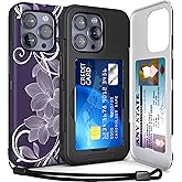 TORU for iPhone 15 Pro Max Wallet Case with Card Holder, Hidden ID Credit Card Slot Flip Kickstand, Slim Fit Shockproof Heavy Duty Phone Cover with Strap - Floral Pattern Flowers