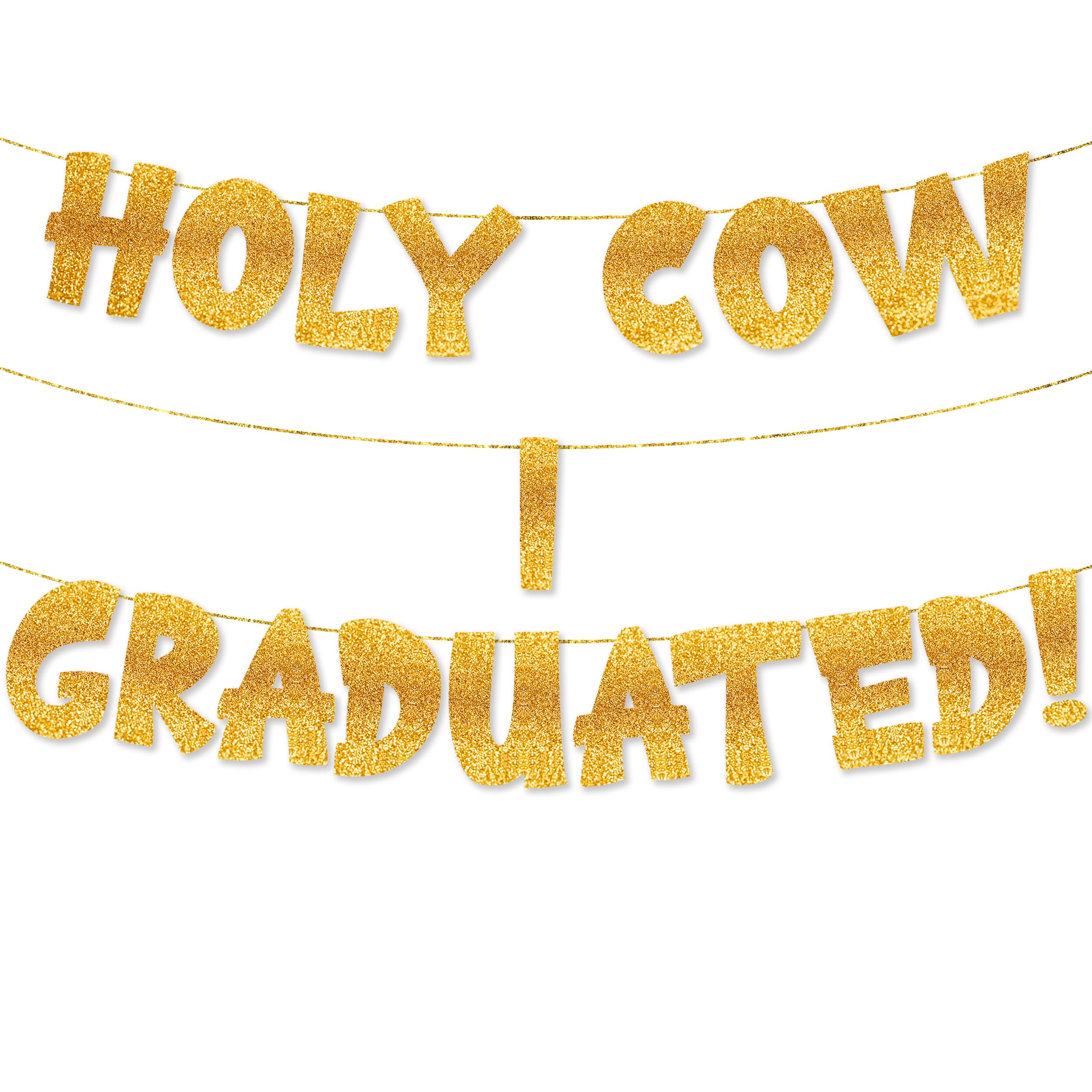 TOYVENTURES Graduation Gold Decorations Set - Congrats Grad Banner, Class of 2025 Backdrop, Party Supplies for High School & College Celebrations Degree PHD (Pre-strung, No DIY Required) (Gold-HCIG)