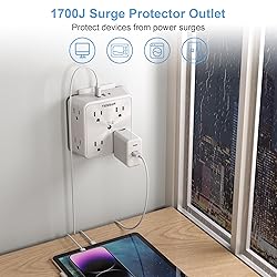 Surge Protector 8 Outlet Extender, TESSAN Multi