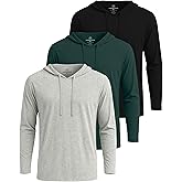 Real Essentials 3 Pack: Men's Cotton Lightweight Casual Pullover Drawstring Hoodie With Pocket (Available In Big & Tall)