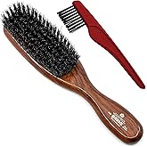 Kent LR6 Finest Dark Wood Styling Hair Brushes for Women - Natural Black Boar Bristle Hairbrush for Medium to Thick Hair of All Lengths - Dry Brush for Styling, Straightening, and Stimulating Oils