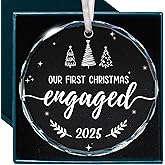 First Christmas Engaged Ornament 2025 - Ideal Engagement Gift for Couples, Unique Bride to Be Gifts, Just Engaged 2025 Ornament, Cool Engagement Presents, Celebrating Our First Christmas Ornaments
