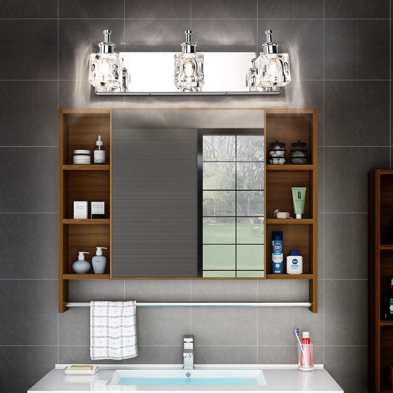 PRESDE Vanity Lights Bathroom Fixture Over Mirror 3 Lights LED Modern Chrome Fixtures Crystal Glass Globe - - 