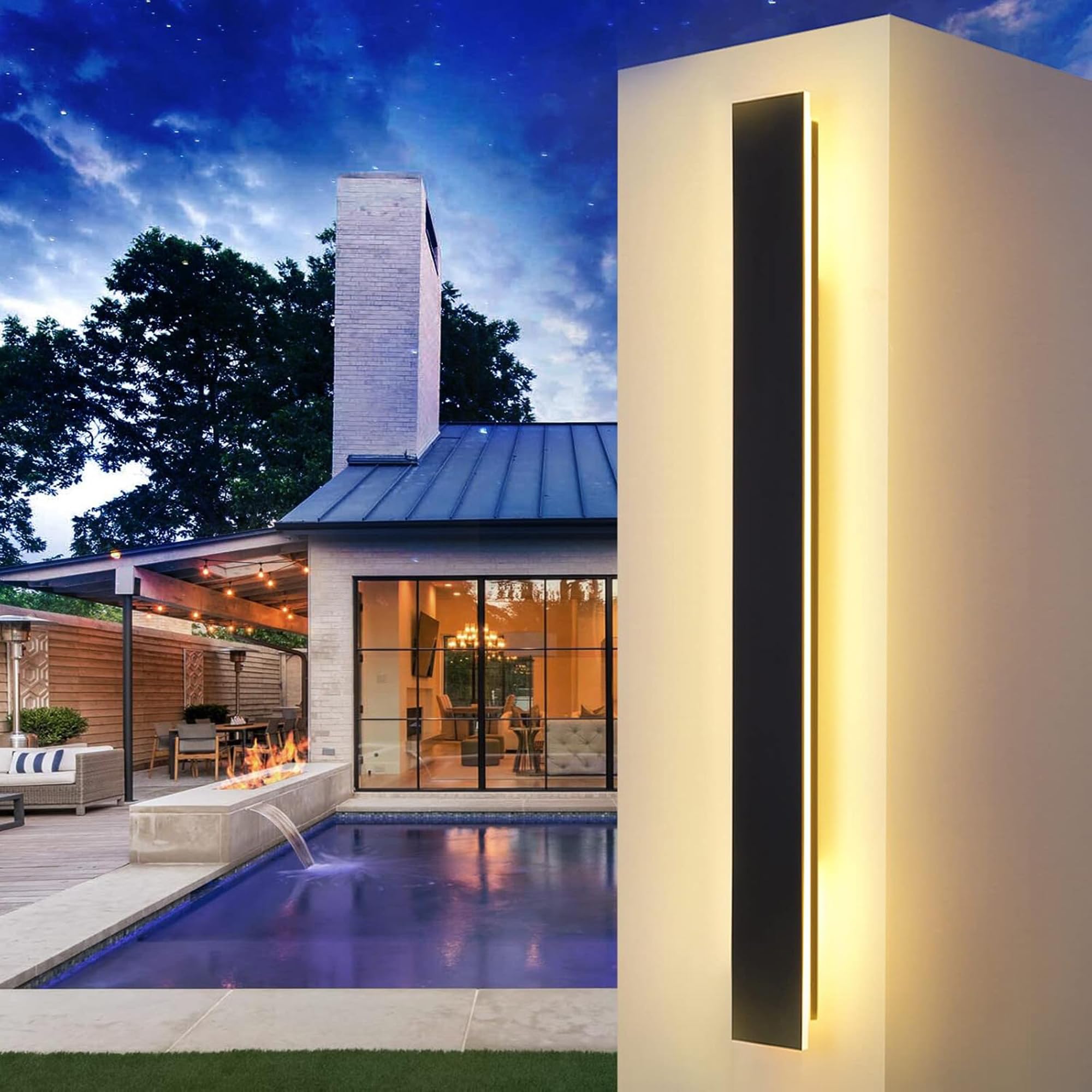 LED Wall Light Outdoor/Indoor Long Wall Lamp Anthracite, IP67 Waterproof Exterior Wall Lights Aluminum Alloy Black Outdoor Light for Terrace Wall Lamp for Gardens, Villa, Warm Light, 115 * 5cm, 28W
