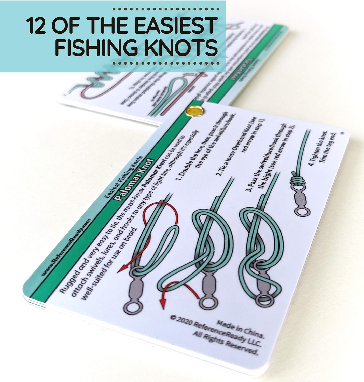 ReferenceReady Easiest Fishing Knots - Waterproof Guide to 12 Simple Fishing Knots : Sports & Outdoors