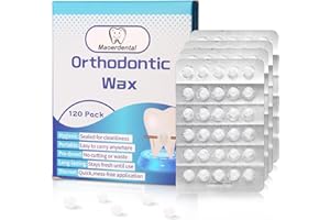Maoerdental Orthodontic Wax 120 Pack, Easy to Mold Braces Wax, Dental Wax Long-Lasting Hold, Portable and Easy to Tear,Food G