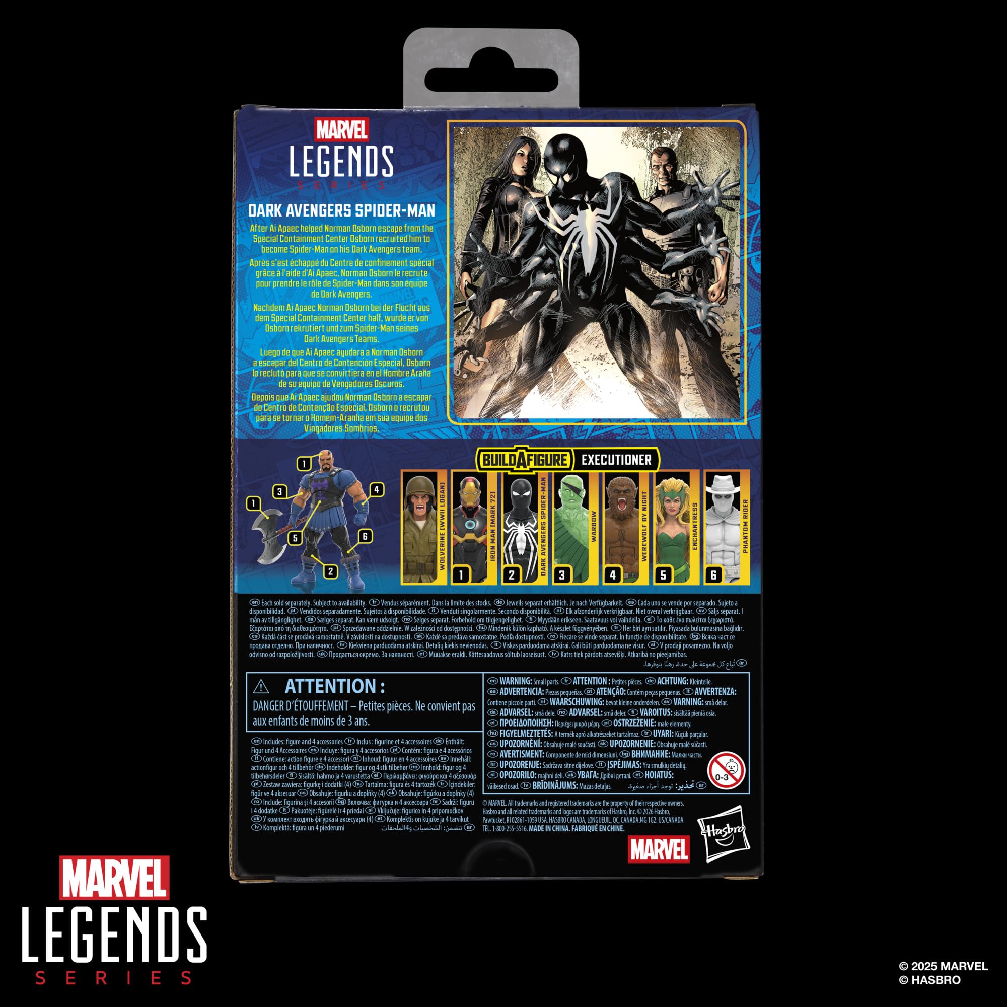 Marvel Legends Series Dark Avengers Spider-Man, Avengers Comics Collectible 6-Inch Scale Action