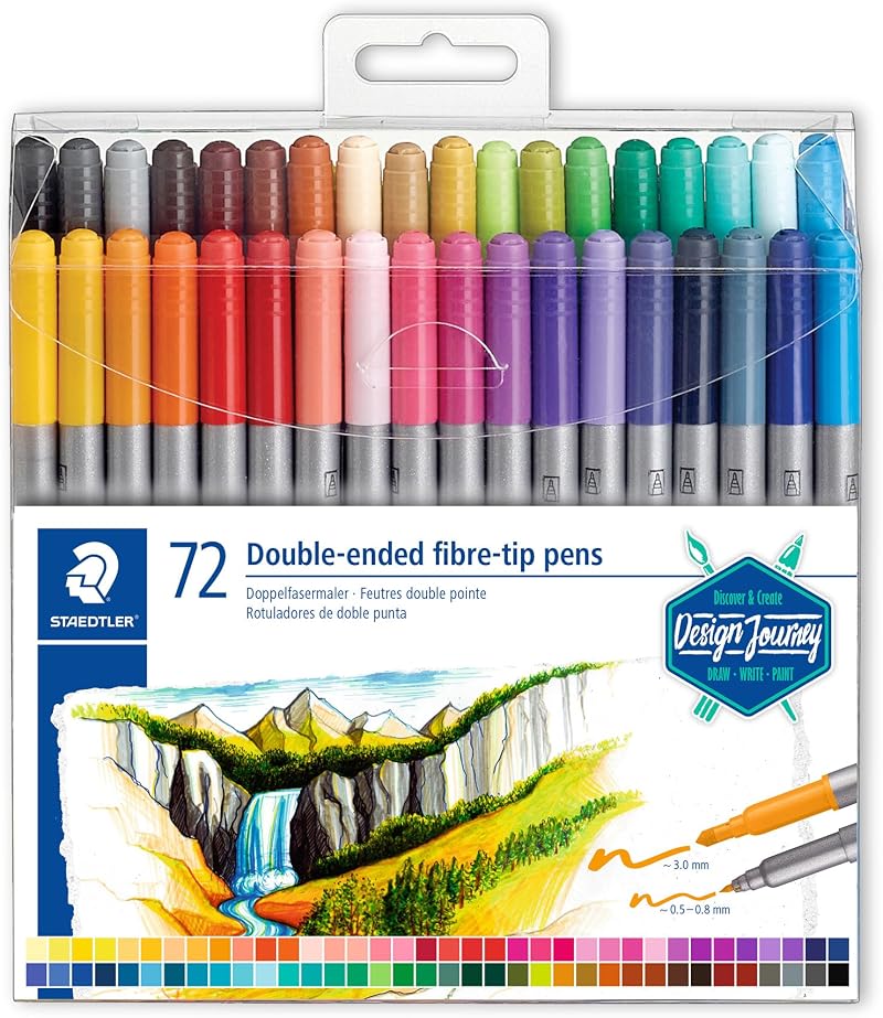 Staedtler 3200 TB72 Design Journey Double Ended Fibre-Tip Pens 72 Pack