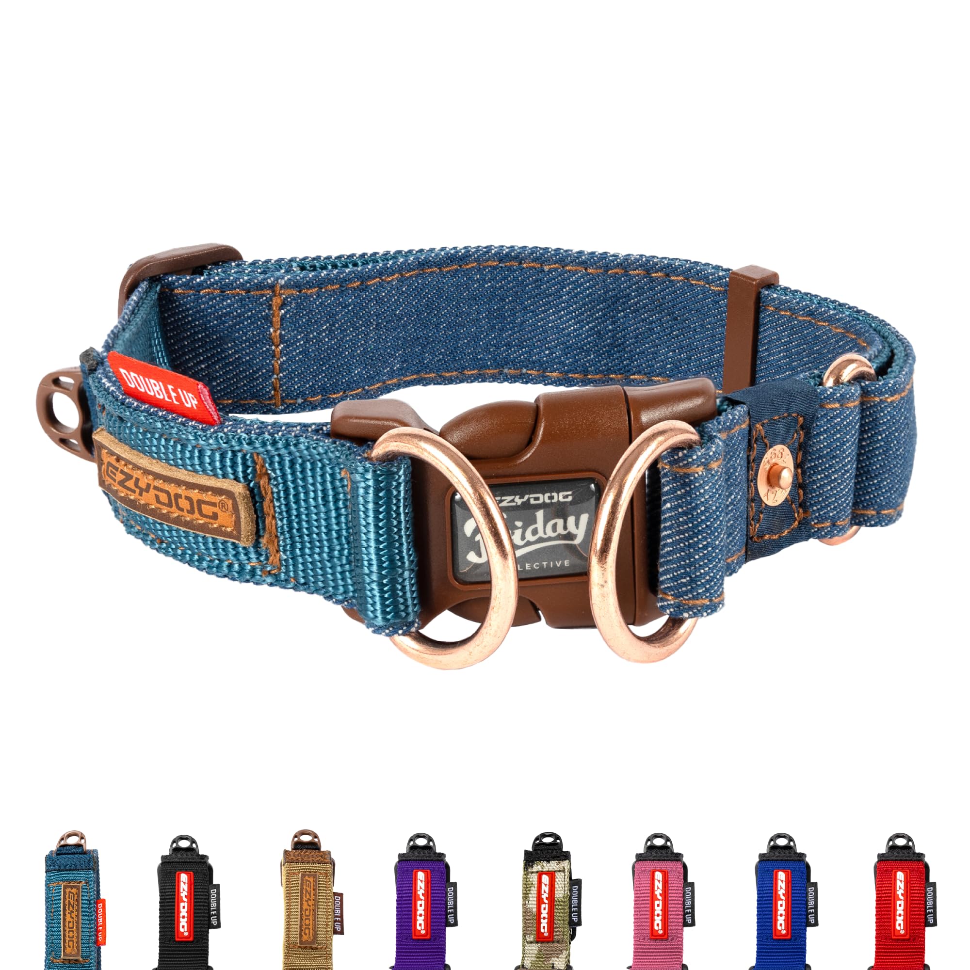 EzyDog Double Up Dog Collar- Medium (29cm - 40cm), Blue — image 1