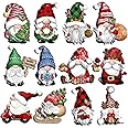 Fvviia Christmas Tree Ornaments, 24 Pieces Christmas Gnome Wooden Hanging Ornaments, Wood Hanging Decor for Christmas Tree De