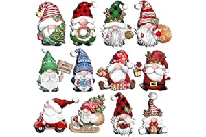 Fvviia Christmas Tree Ornaments, 24 Pieces Christmas Gnome Wooden Hanging Ornaments, Wood Hanging Decor for Christmas Tree De
