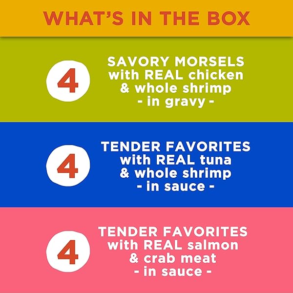 MEOW MIX POULTRY AND SEAFOOD WET CAT FOOD, VARIETY PACK, 2.75 OUNCE CUP (PACK OF 12)