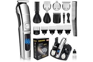 BARUNPRO Beard Trimmer for Men, 11-in-1 Waterproof Hair Clippers and Trimmers Set, Electric Razor Shavers, Cordless Nose Hair Trimmer, Men's Grooming Kit for Ear, Body, Face, Mustache - Men's Gifts