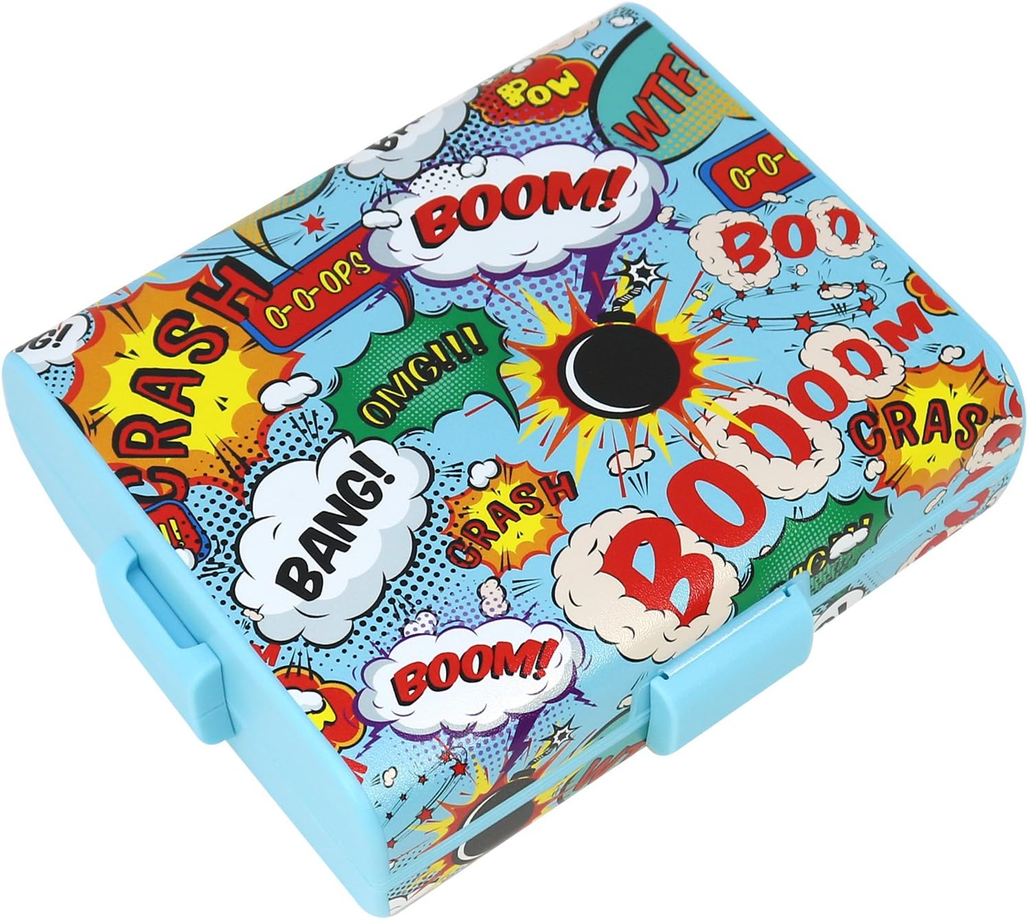 com-four® Brotdose im Comic-Design für unterwegs - Lunchbox mit Trennwänden - Frühstücksbox 19,5 x 17,5 x 6,5 cm (01 Stück - Comic)