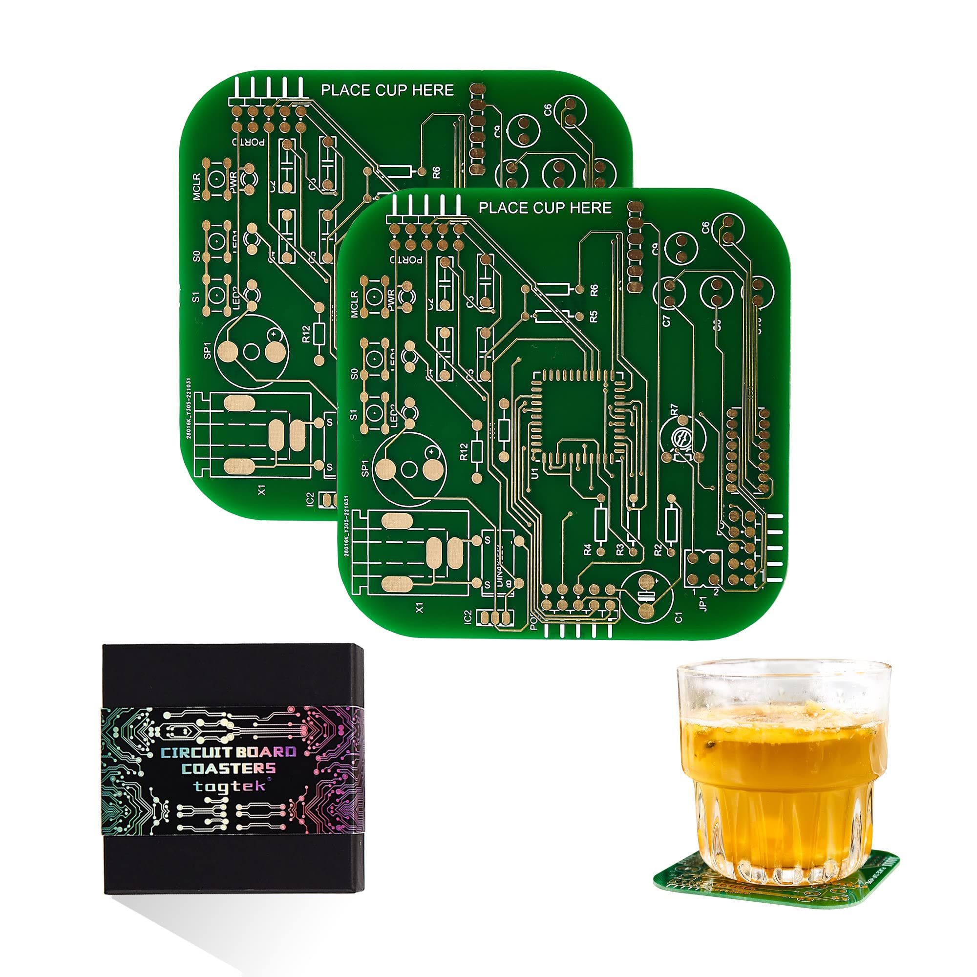 Coasters for Drinks in PCB-Design Green Coasters
