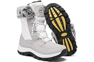 EARLDE Women’s Snow Boot With Waterproof Lace Up Mid-Calf Outdoor Winter Deep Tread Rubber Sole