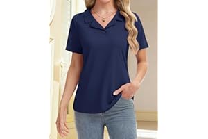 Polo Shirts for Women Short Sleeve Dressy V-Neck Business Casual Tops Lapel Collar Blouses UPF 50+ Sun Shirts